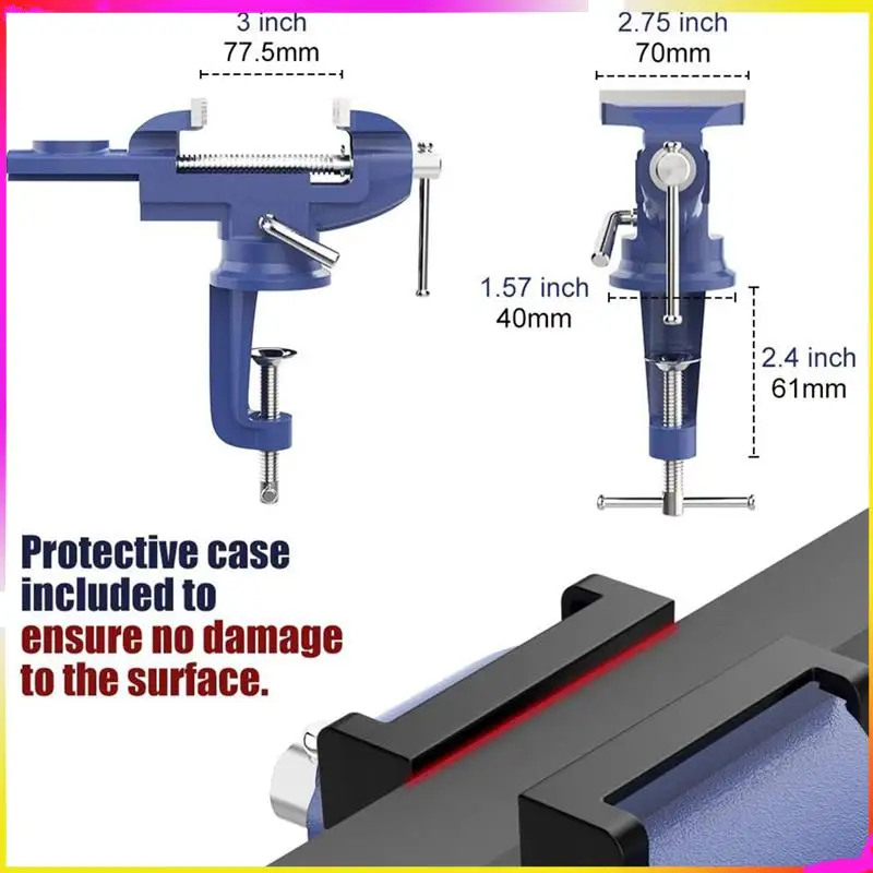 M04K Bench Clamp, Table Vise 3 Inch,360° Swivel Base Portable Universal Home Use Clamp-On Vise Fixed Tool Base
