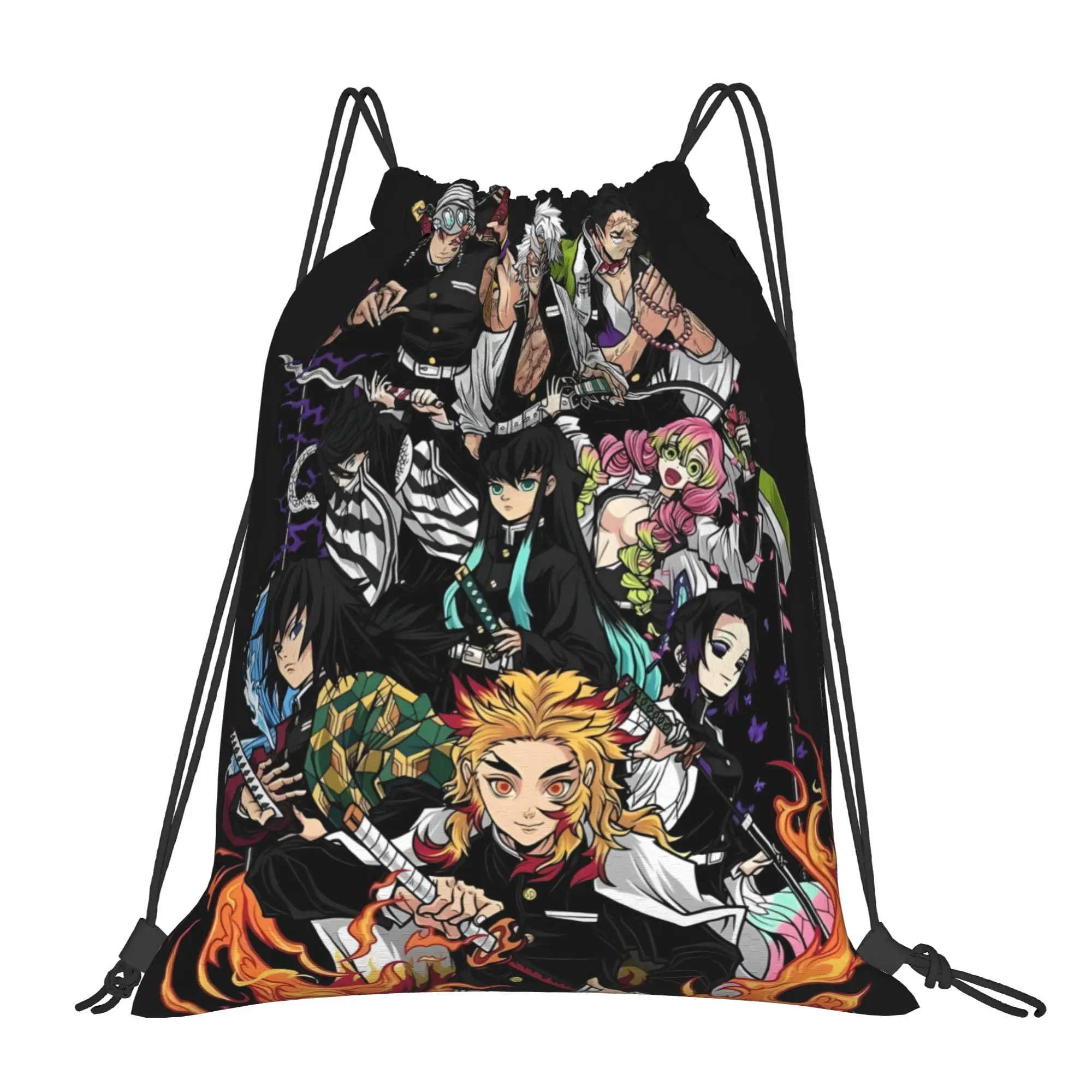 1 pc Hashira Demon Slayer Anime Drawstring Bags Travel Storage Backpack School Shoe Bag