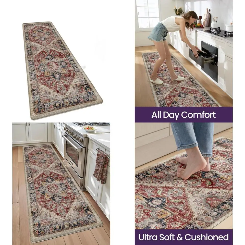 

Кухонный напольный коврик против усталости, винтажный коврик с большой мягкой подкладкой 23x86, водонепроницаемая подкладка из пены с эффектом памяти для комфорта стояния, B