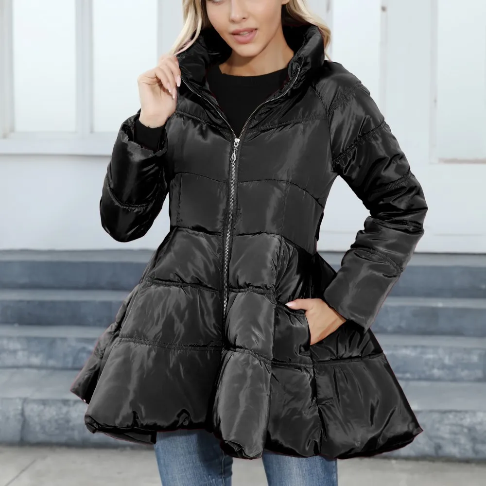 Women's Fitted Turtleneck Mid-Length Thickened Waist-Cinching Cotton-Padded Jacket New Design Coat 2025