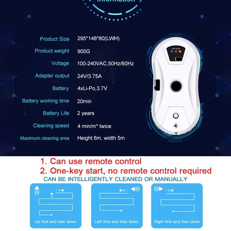 Robot czyszczący Inteligentny pas do natryskiwania wody Automatyczna funkcja natrysku wody Zabezpieczenie przed upadkiem Magnetyczna szklana maszyna