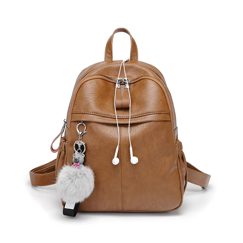 New Retro Women's Backpack High Quality Pu Leather Backpack Fashion Travel Backpack Versatile Simple College Style Women's Bag