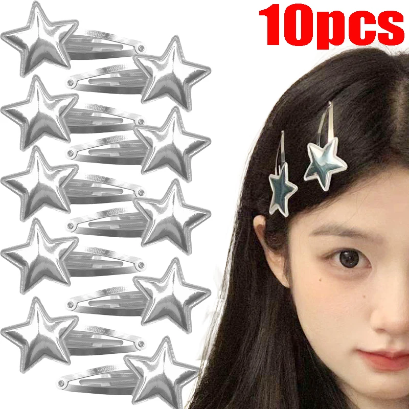 

Silver Five-pointed Stars Star BB Clip Hairpins Y2K Cute Barrette Hair Clip Fashion Hairpin Headwear Girl Hair Accessoires