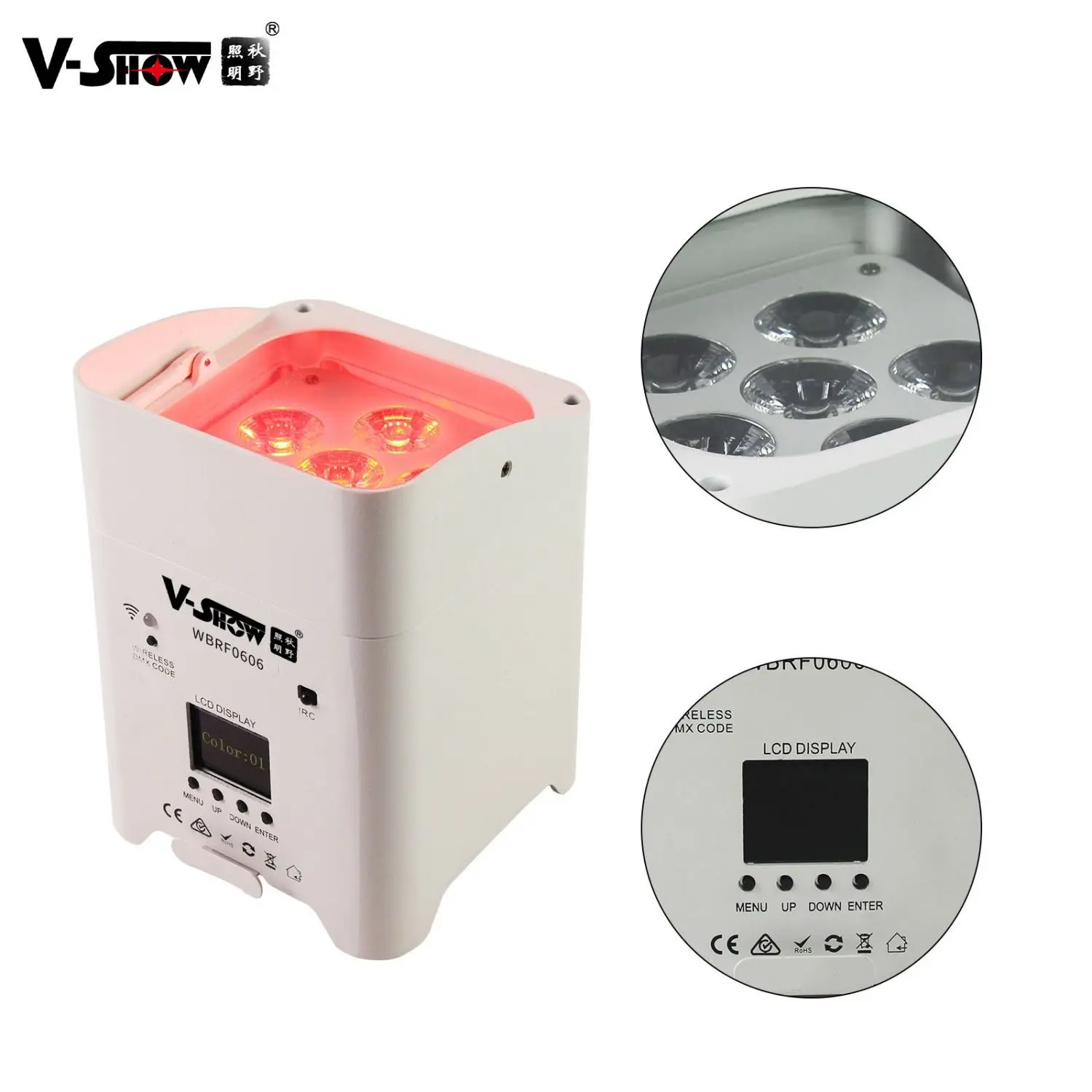 VSHOW WBRF0606 10pcs Battery Wireless Led Wedding Uplight With Flightcase 6*18w RGBWAUV 6in1 LED Part