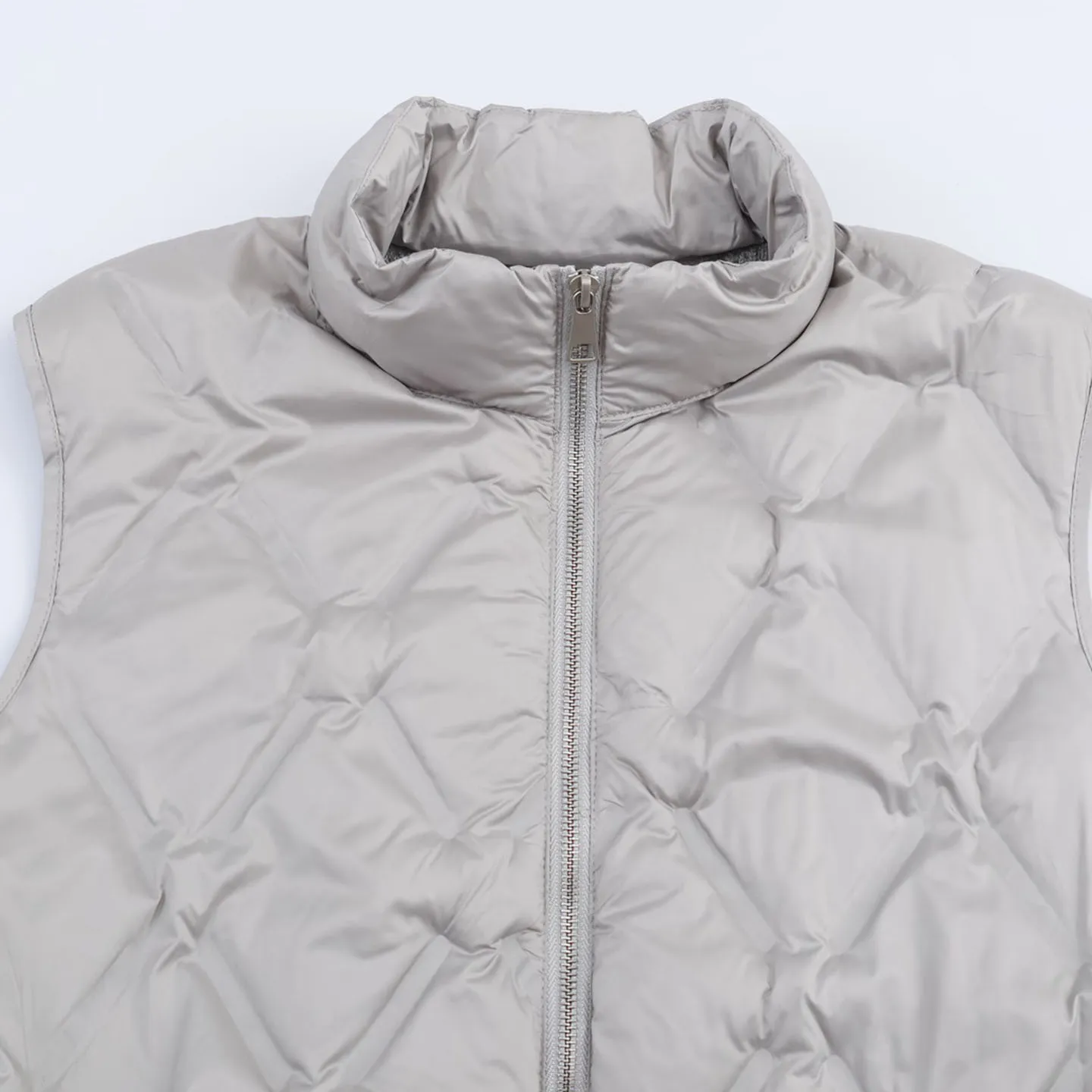 2025年秋新作ファションレディースジエットダイヤモンドジッパースリムベストスタンドカラーパッチワーク個性通勤スリムベスト