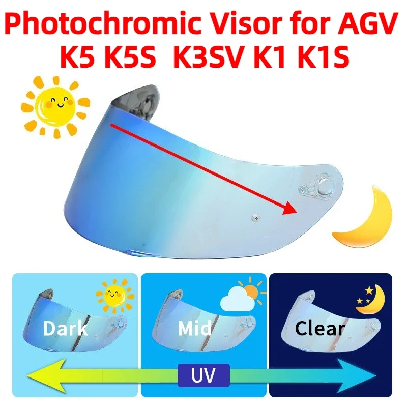 

k1 Photochromic Visor for AGV K5 K5S K3SV K3-SV K1 K1S Helmet Glasses Screen Shield Windshield Accessories Autochromic lens