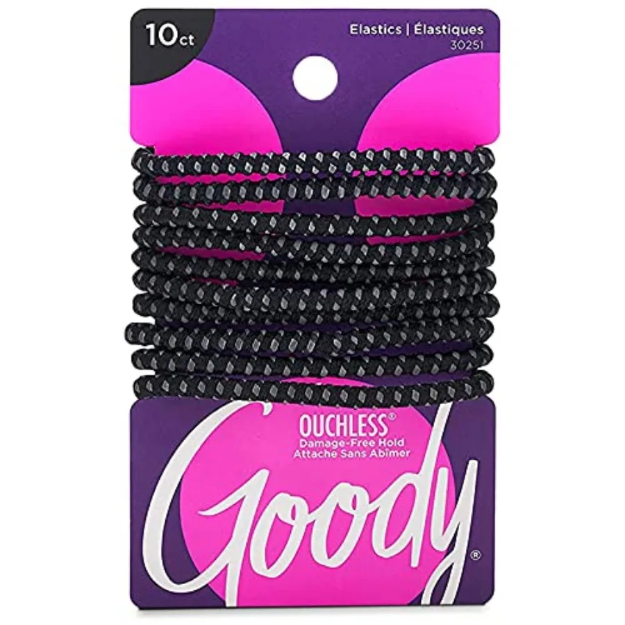 

Goody Ouchless Slip Hair Ties, 10 Ct,,4MM Rubber Bands, SlideProof, Pain-Free Styling Accessories for Women and Men, Made for L