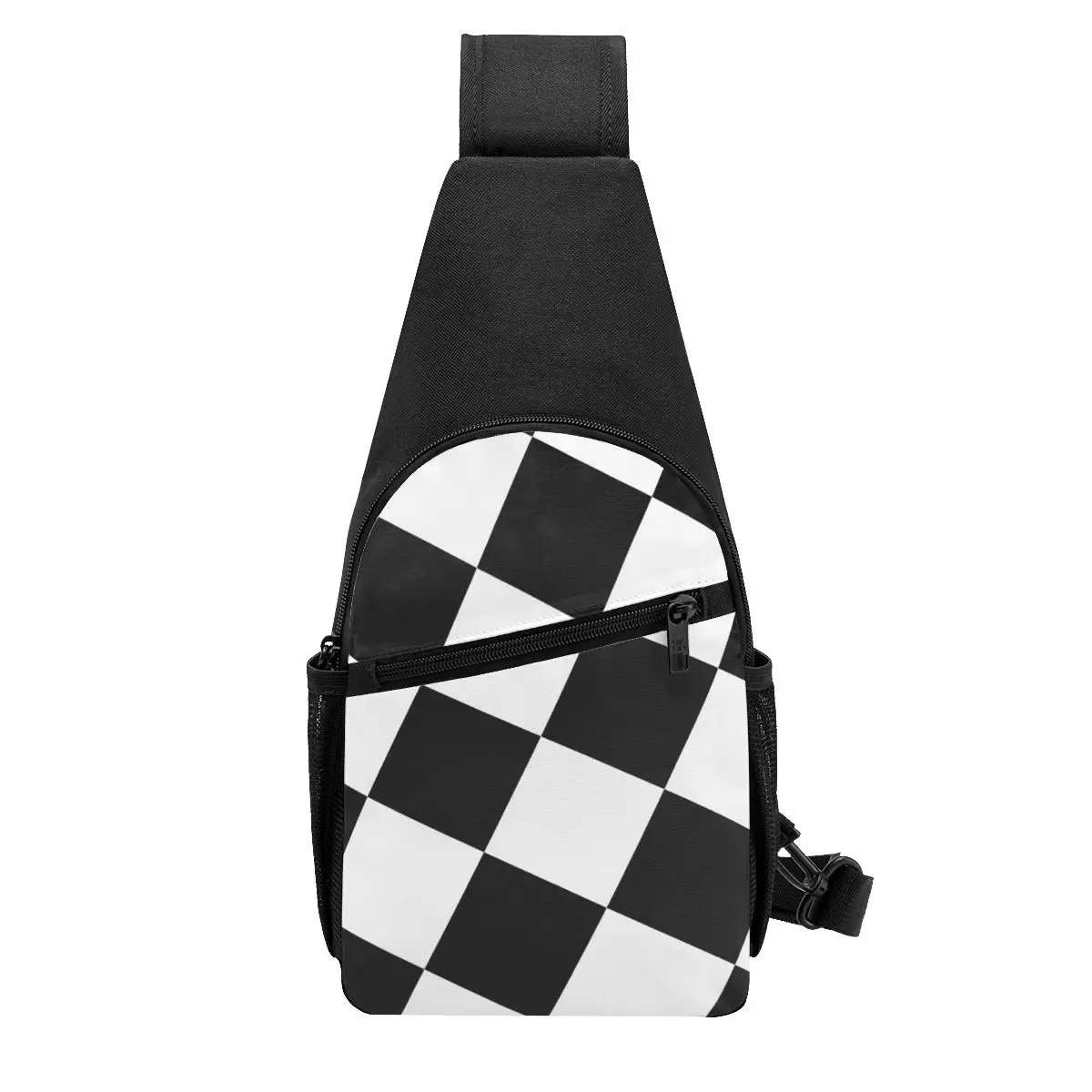 Checkered Squares Printing Chest Bag Men Sling Crossbody Backpack Chest Bag Travel Hiking Daypack Shoulder Bag