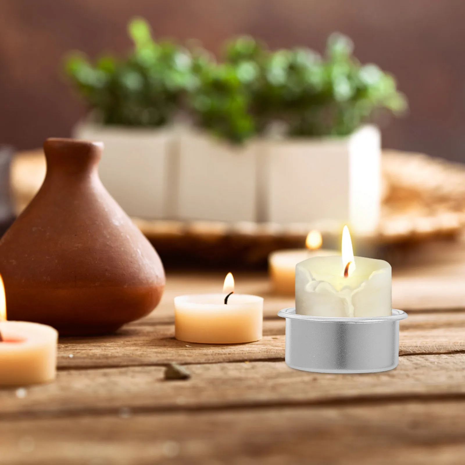 

20Pcs Silver Aluminum Tealight Holders Rounded Edge DIY Christmas Wedding Birthday Anniversary Decor