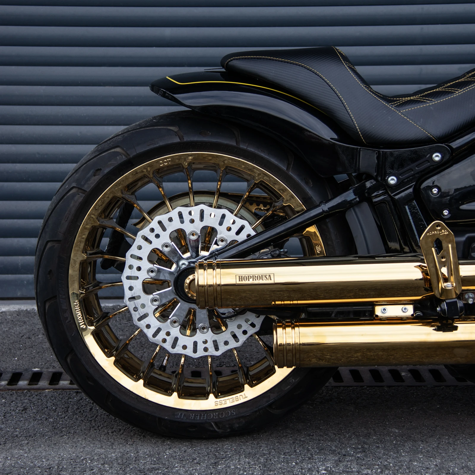 Noble Glitter Gold Rear 18*8.5 Inch Motorcycle Wheels Rims For 18-later Harley Softail Fatboy Breakout, Tubeless Wheels Rims