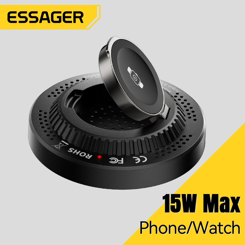 

Essager 2-in-1 Magnetic Wireless Charger For Apple Watch 15W Fast Charger With Holder For iPhone 16 15 14 Pro Max Samsung Xiaomi