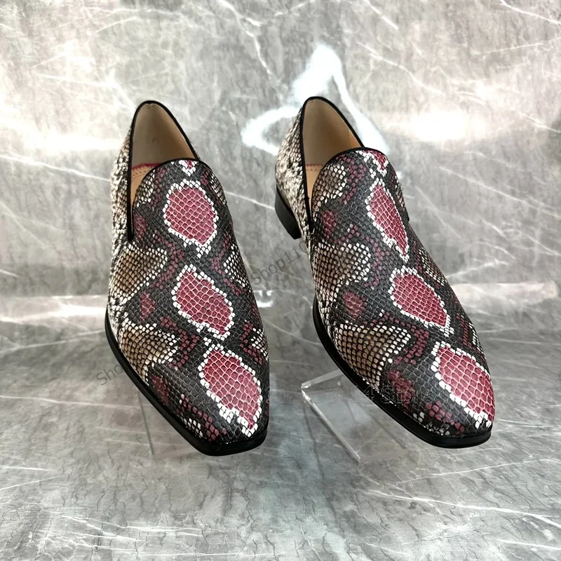 

Mixed Color Snakeskin Print Men Loafers Fashion Slip On Men Casual Shoes Luxurious Handmade Party Banquet Office Men Dress Shoes