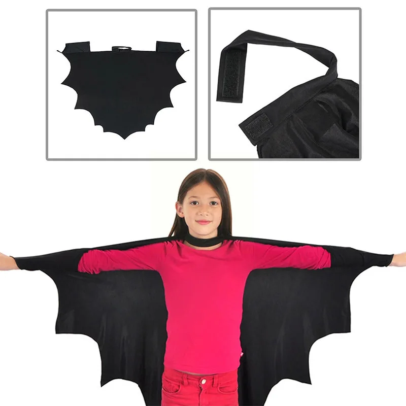 Kids Boys Girls Halloween Bat Costume Black Cape Dress Up Party Cosplay Prop Bat Cloaks Stage Wear for Festival Carnival