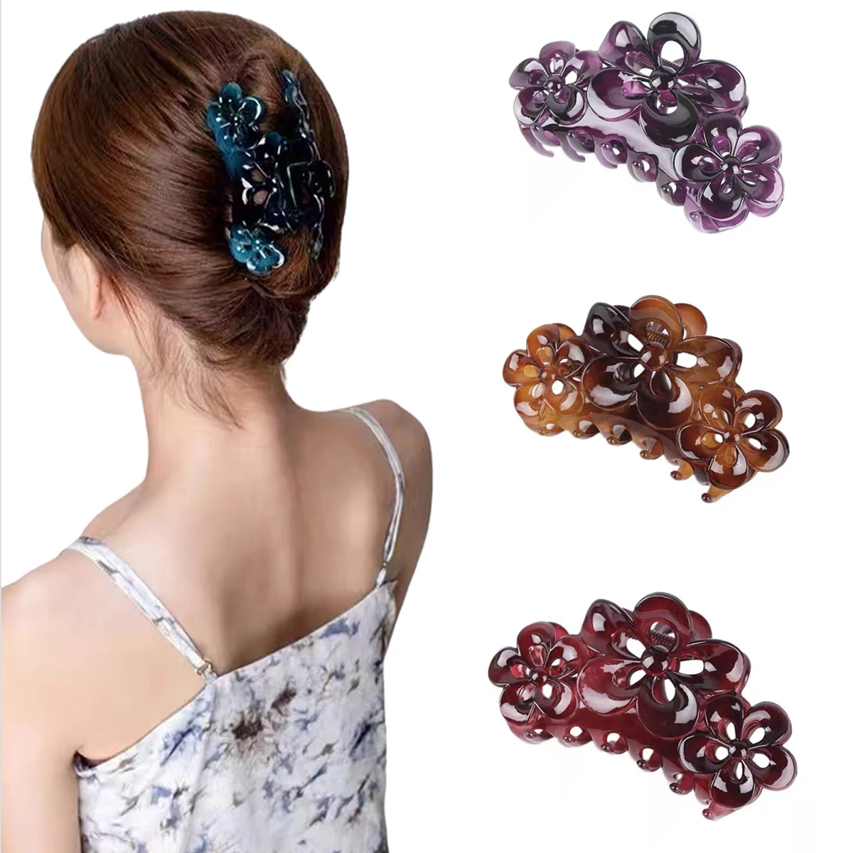 Simple flower big hair clip for women elegant Wild Shark Clip Fashion girl hair claw