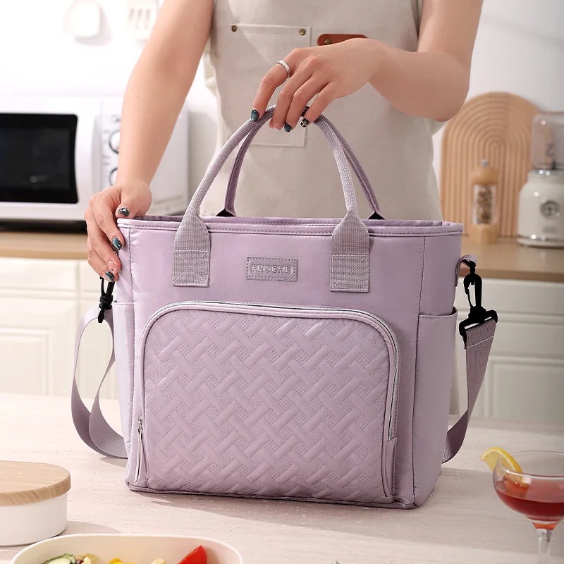 Large Capacity Insulated Bag Office Worker Handheld Lunch Box Bag Single Shoulder Bento Bag Lunch Boxes