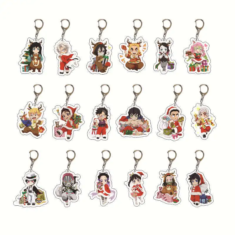 Christmas Style Animation Derivatives Tanjirou Nezuko Zenitsu Inosuke Giyuu Shinobu Kyoujurou Keychain Kawaii Exquisite Gift