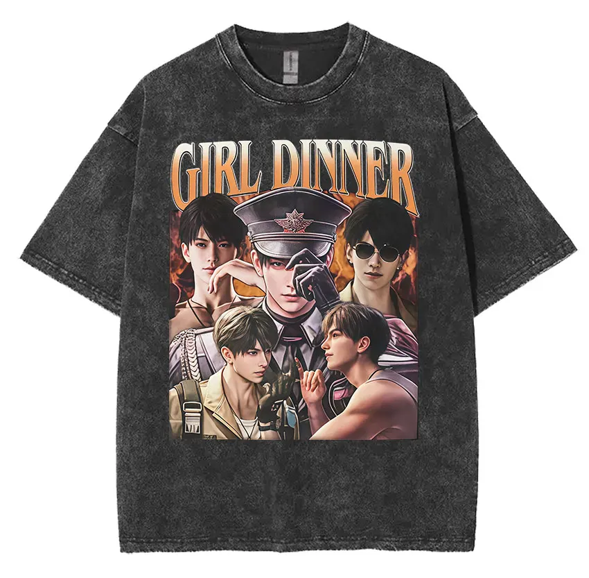 مضحك فتاة عشاء الجرافيك الحب والمساحة العميقة تي شيرت الرجال طاقم الرقبة القطن غسلها تي شيرت قصيرة الأكمام تيز الطباعة الملابس #2