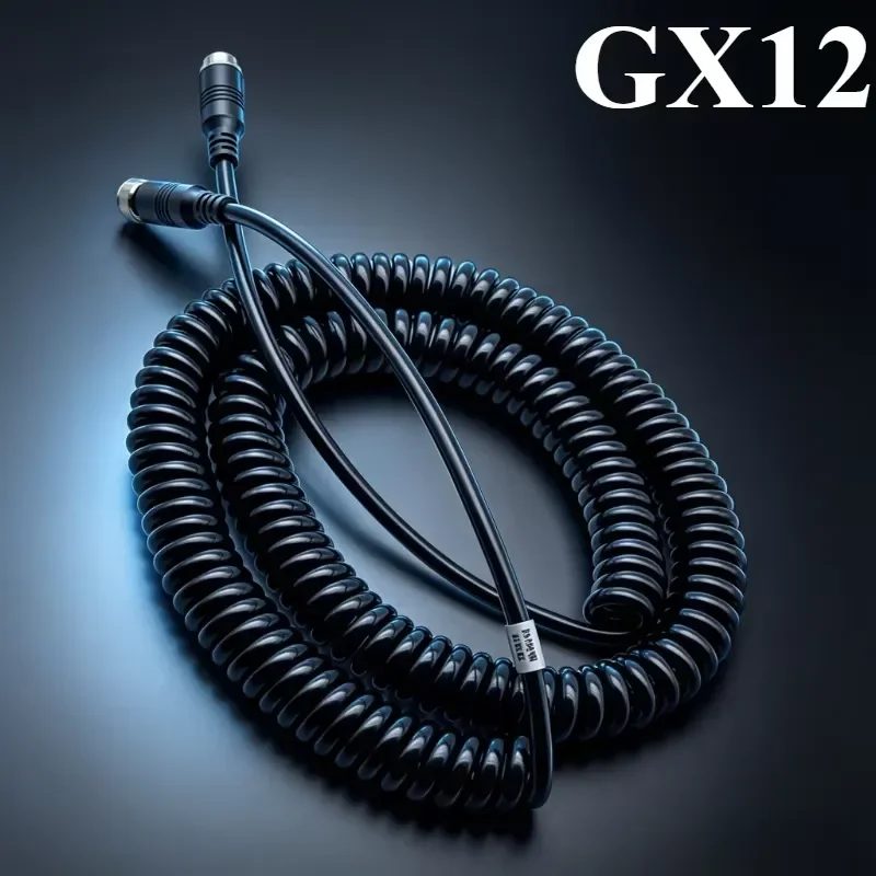 2 3 4 5 6 7 Pin GX12 Aviation Plug Spring Wire Female to Female Head Telescopic Line GX12 Straighten 30/50/100cm Spiral Cable