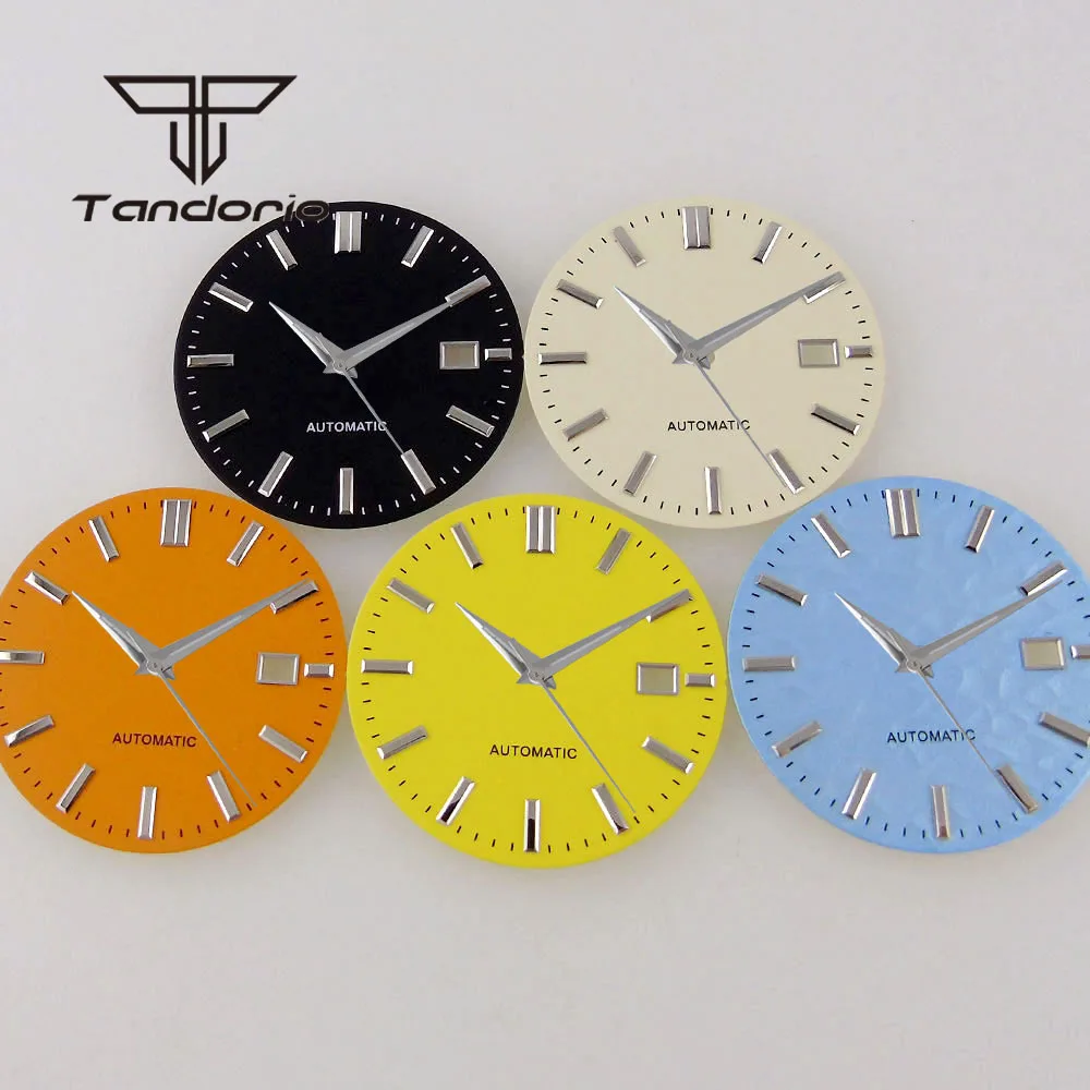 33.5mm Multicolor Watch Dial Face Accessories Parts Date Window Silver Baton Marks Hands Set Fit NH35 NH36 Automatic Movement