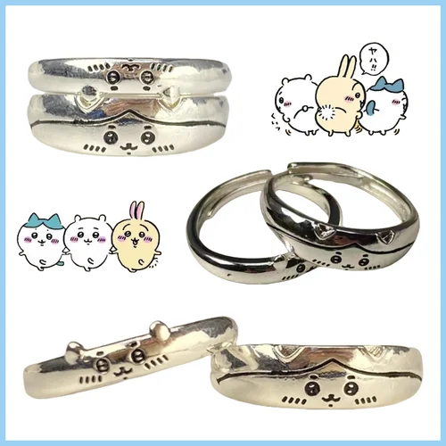 Imagen 1 del producto Anillos Chiikawa Kawaii, anillo ajustable con apertura, anillo de dedo a la moda para mujer, accesorios de joyería simples para niñas, suministros de decoración
