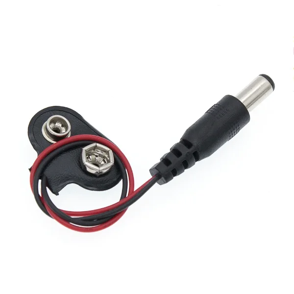 6F22 9V Battery Button to DC Power Male Plug 5.5*2.1MM Compatible UNO 2560 DUE Female Power Adapter