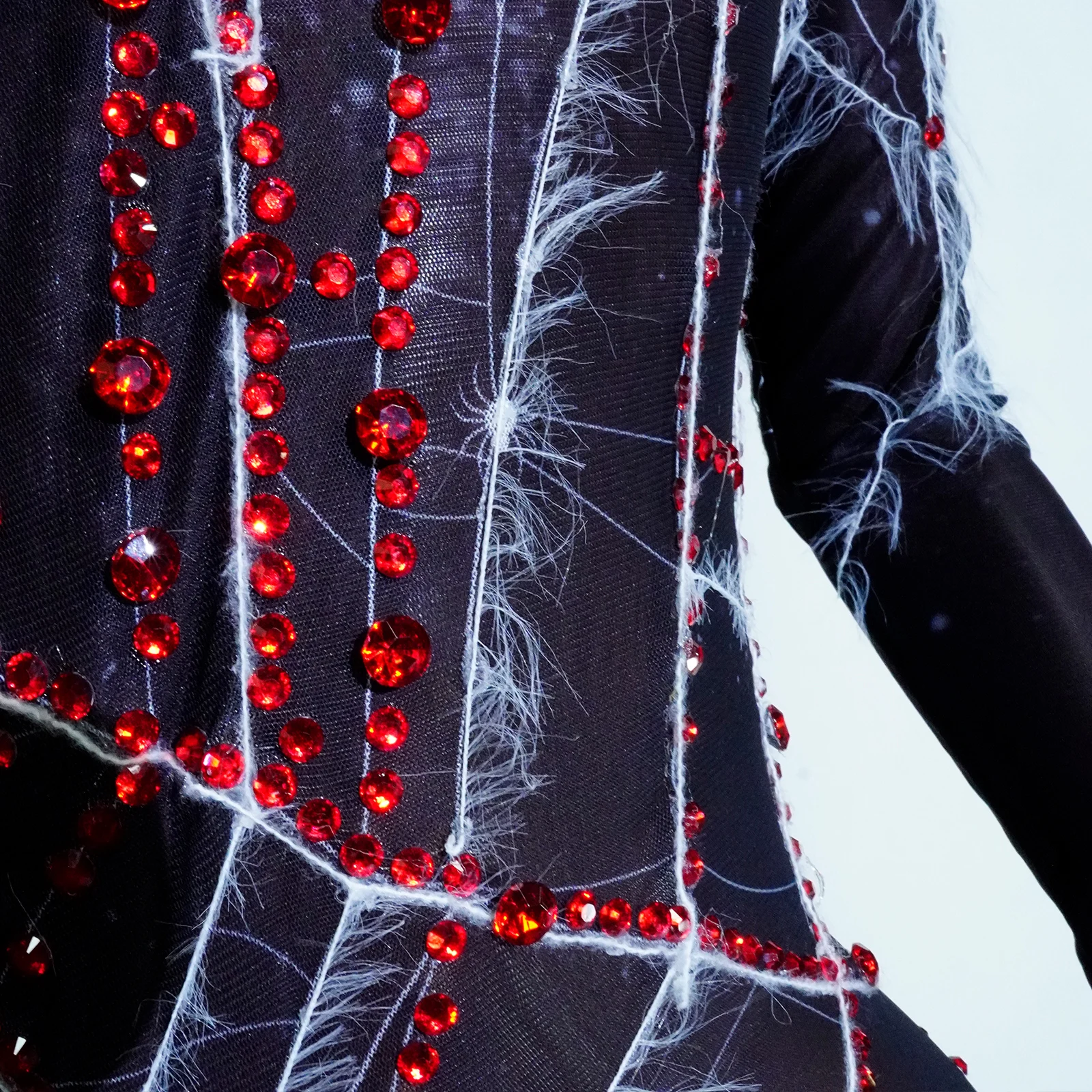 Spider web Leotard ดูผ่านชุดบอดี้สูท Hallowmas คอสเพลย์คลับเวทีพรหมเต้นรําเวทีชุด Drag Queen เครื่องแต่งกายเทศกาล