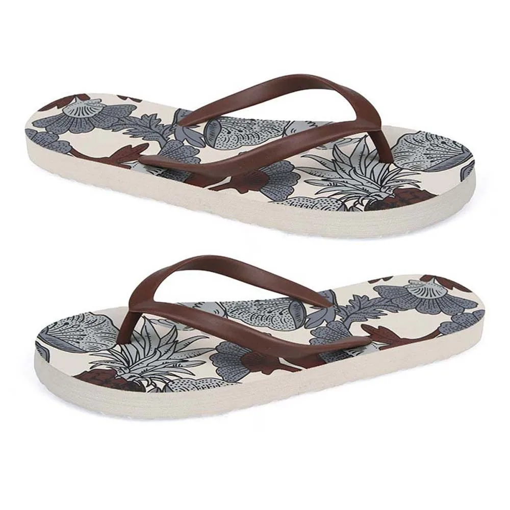 Chanclas creativas suaves con estampado Floral, zapatillas de fondo plano antideslizantes de PVC, zapatillas coloridas de estilo tailandés con flores para mujer, piscina