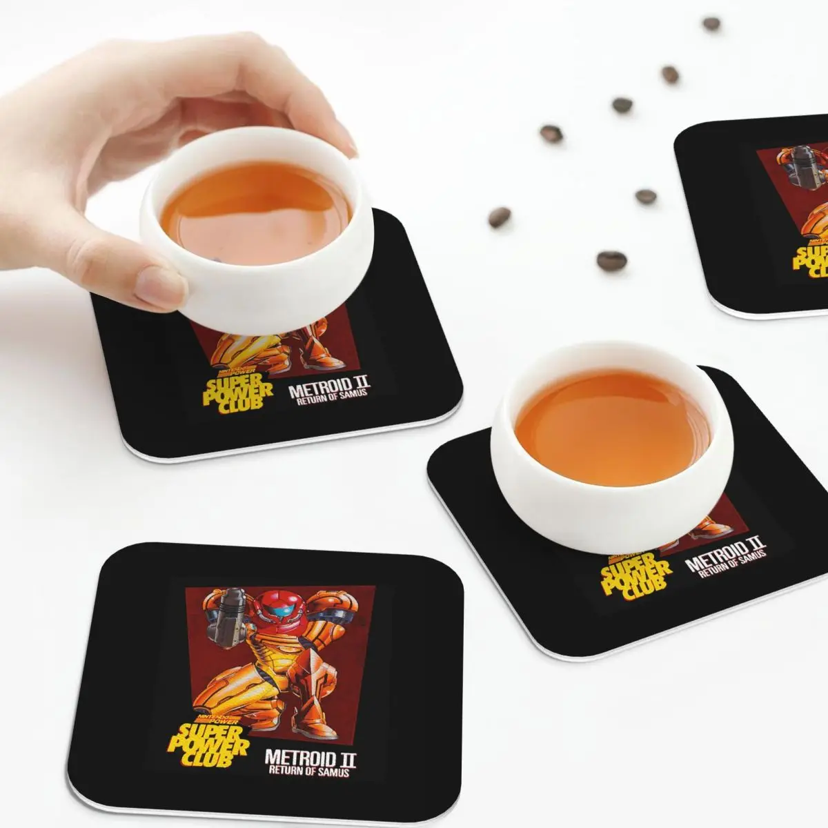 

Metroid II Return Of Samus Metroid Samus Aran Coasters Kitchen Placemats Insulation Cup Coffee Mats Tableware Pads Set of 4