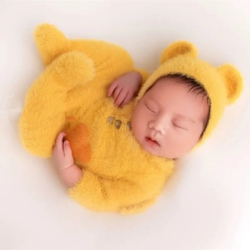 

2027Newborn bear photography set onesie baby home photo costume studio photography props