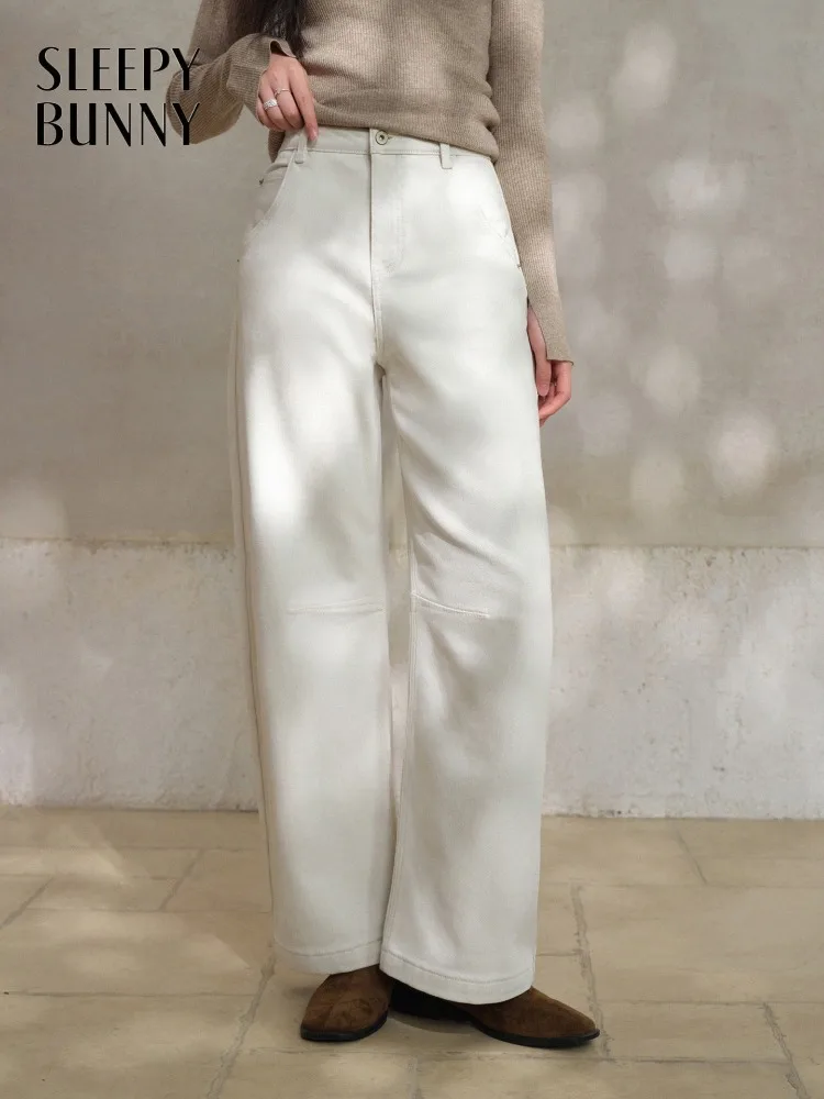 Warm Lined Jeans for Women Lady Cozy Winter Denim Pants Loose Straight Casual Fit Soft Slimming Daily Wear Trousers for Comfort