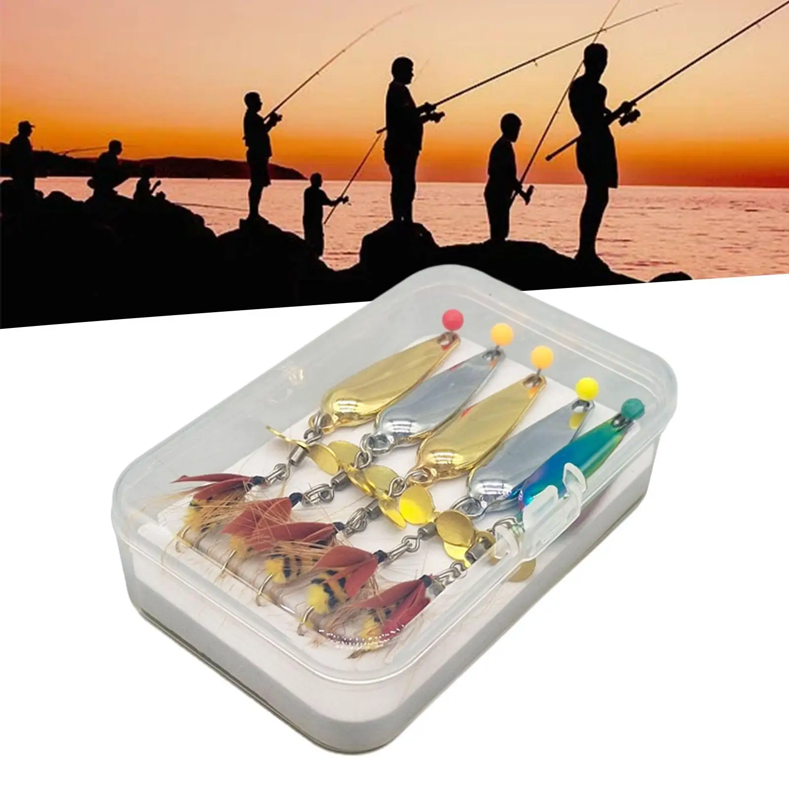 

5Pcs Fly Fishing Lures with Hooks with Carry Case Bass Lures for Salmon Bluegill