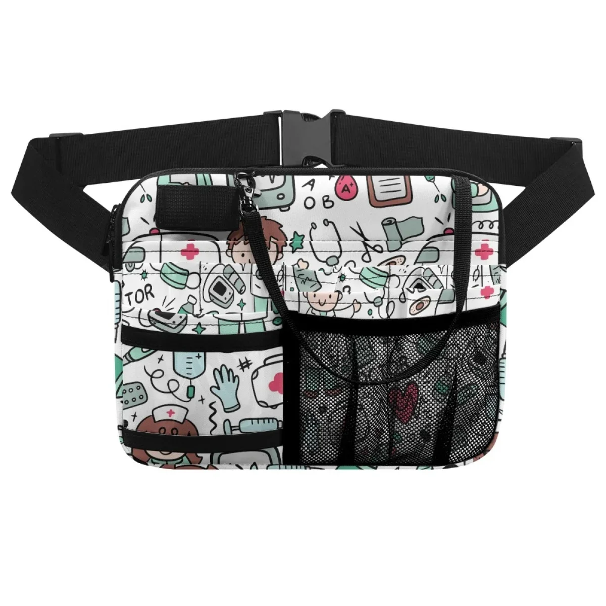 Nursing Multi Compartment Utility Hip Bag Case Medical Doctor Healthcare Print Fashion Fanny Pack Organizer Pouch Waist Pouch