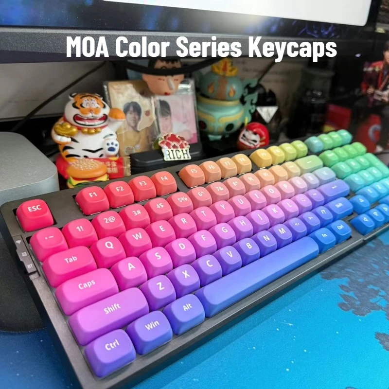 

Колпачки для клавиш Color Series, профиль MOA, PBT, с пятисторонней термосублимацией, набор колпачков для механической клавиатуры, аксессуары для клавиатуры
