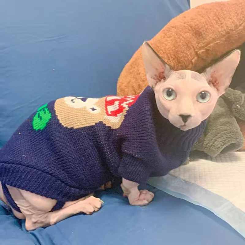 Classic Siamese Kitten Cat Sweater Winter Warm Pet Clothes for Cats Gotas Kedi Sphynx Pullovers Dog Clothing mascotas Costume