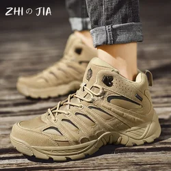 Large 40-47 Outdoor Field Training Boots Men's Winter New High Top Anti Slip Mountaineering Boots Fashion Casual Warm Shoes