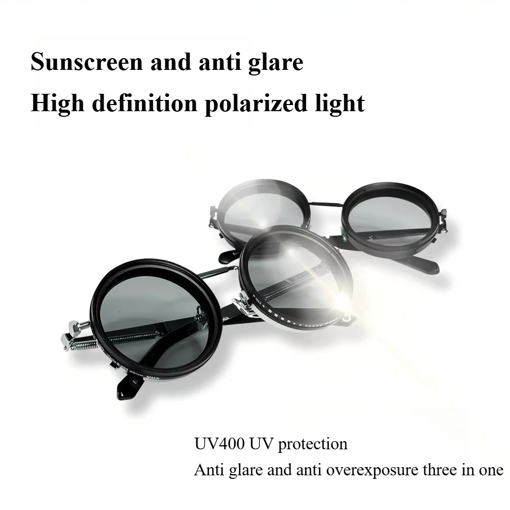 الاستقطاب النظارات الشمسية المستديرة ND9 قابل للتعديل يعتم نظارات شمسية الرجال النساء ريترو فاسق الرجال الصيد النظارات في الهواء الطلق ظلال UV400
