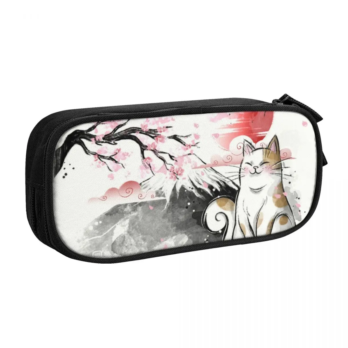 Custom Japanese Sakura Cute Cat Cute Pencil Cases Girl Boy Large Capacity Floral Flower Pencil Pouch School Supplies
