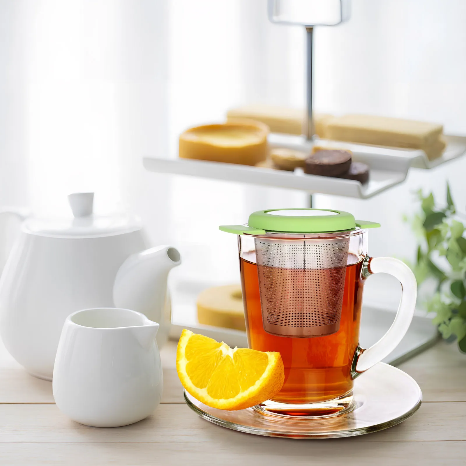 

2Pcs Tea Infuser Baskets Stainless Steel Mesh Filter Double Handles Lidded Design for Loose Leaf Brewing Tea Strainers Steeping