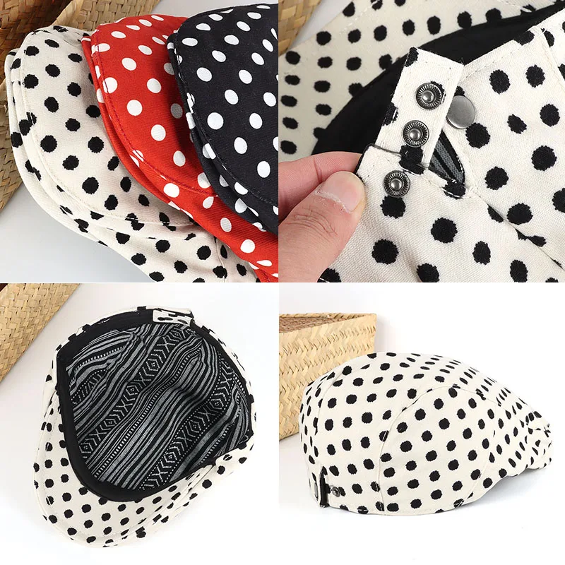 Fashion Beret Korean Dot Leopard Newsboy Cap Women Cotton Boina Mujer 2026 Women\'s Hat Luxury Vintage Peaky Blinders Flat Hats