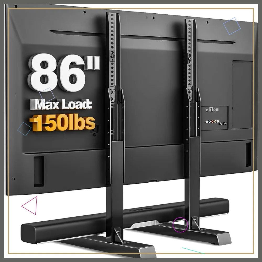

Adjustable TV Stand Base for 37-86 Inch TVs, Wobble-Free with Cable Management, Holds 150lbs, Max VESA 800x600mm, Black