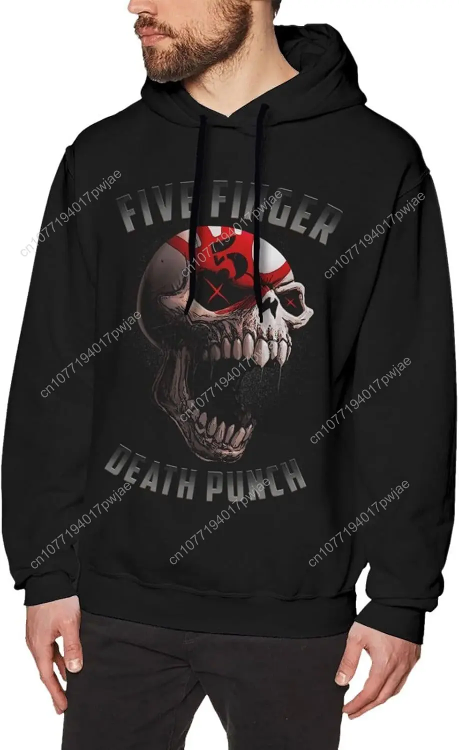 

Five Finger Rock Death Punch Band Men's Hoodie Long Sleeve Cotton Sweatshirt Hoodies for Men Pullover Hooded Top Black 3X-Large