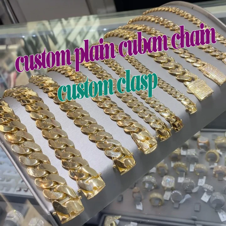 Hop Hip Cuban Link Chain 14K 18K Gold Plated Jewelry 925 Silver Miami Cuban Chain.
