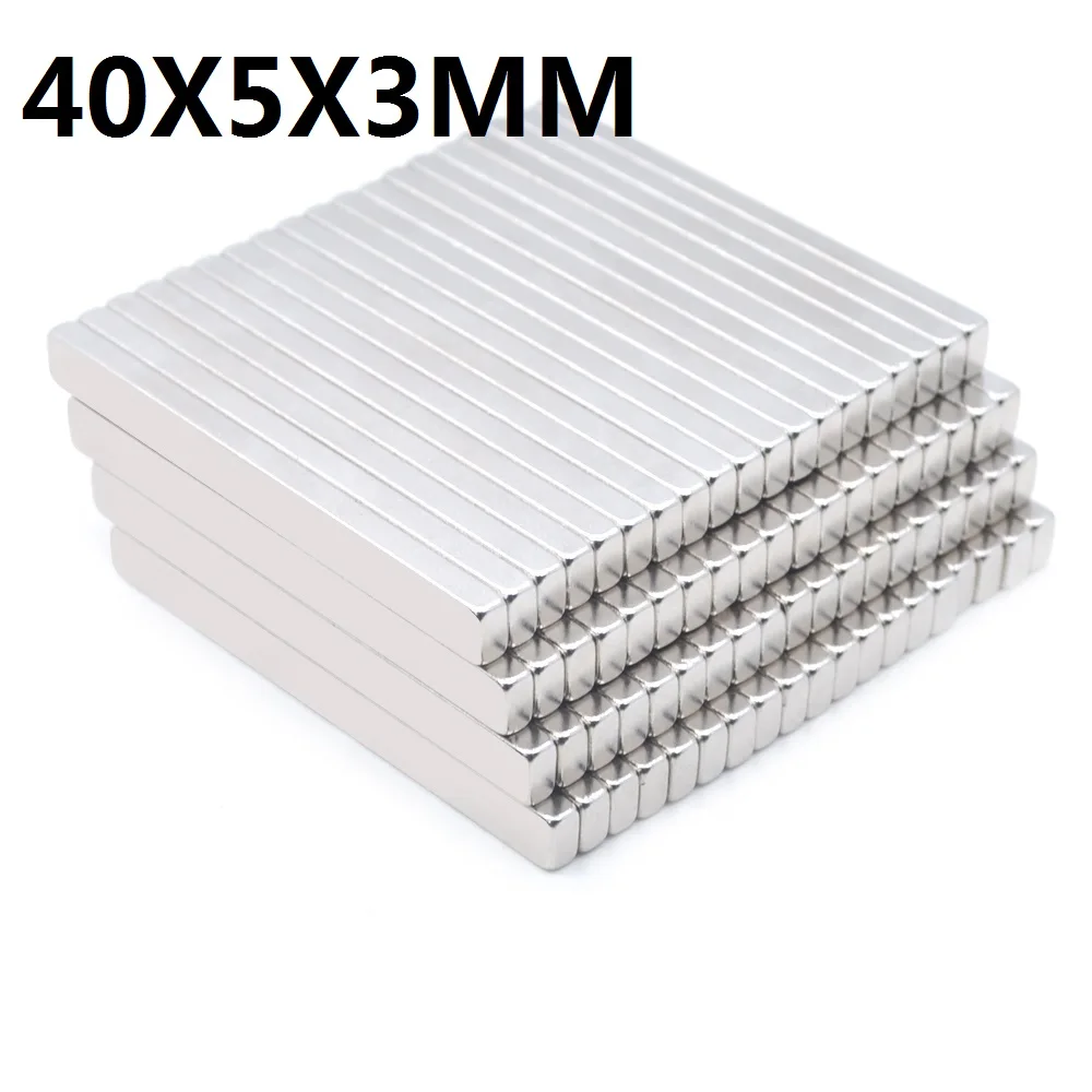 1-500Pcs 40x5x3MM Neodymium Magnet 40mm x 5mm x3mm N35 NdFeB Block Super Powerful Strong Permanent Magnetic imanes    NEW MAGNET