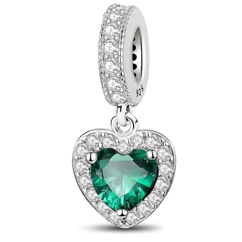 925 Sterling Silber Anhänger Zirkon Pfote Rotes Liebesherz Charms Perlen Passend für Original Armband Armreifen DIY Feiner Schmuck für Frauen