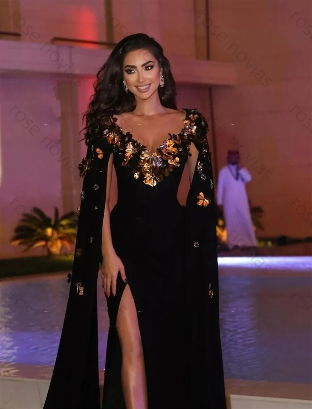 

Высокое качество, сексуальное индивидуальное платье русалки с аппликацией из шифона с разрезом и аппликацией для торжественных случаев, платье de fiesta