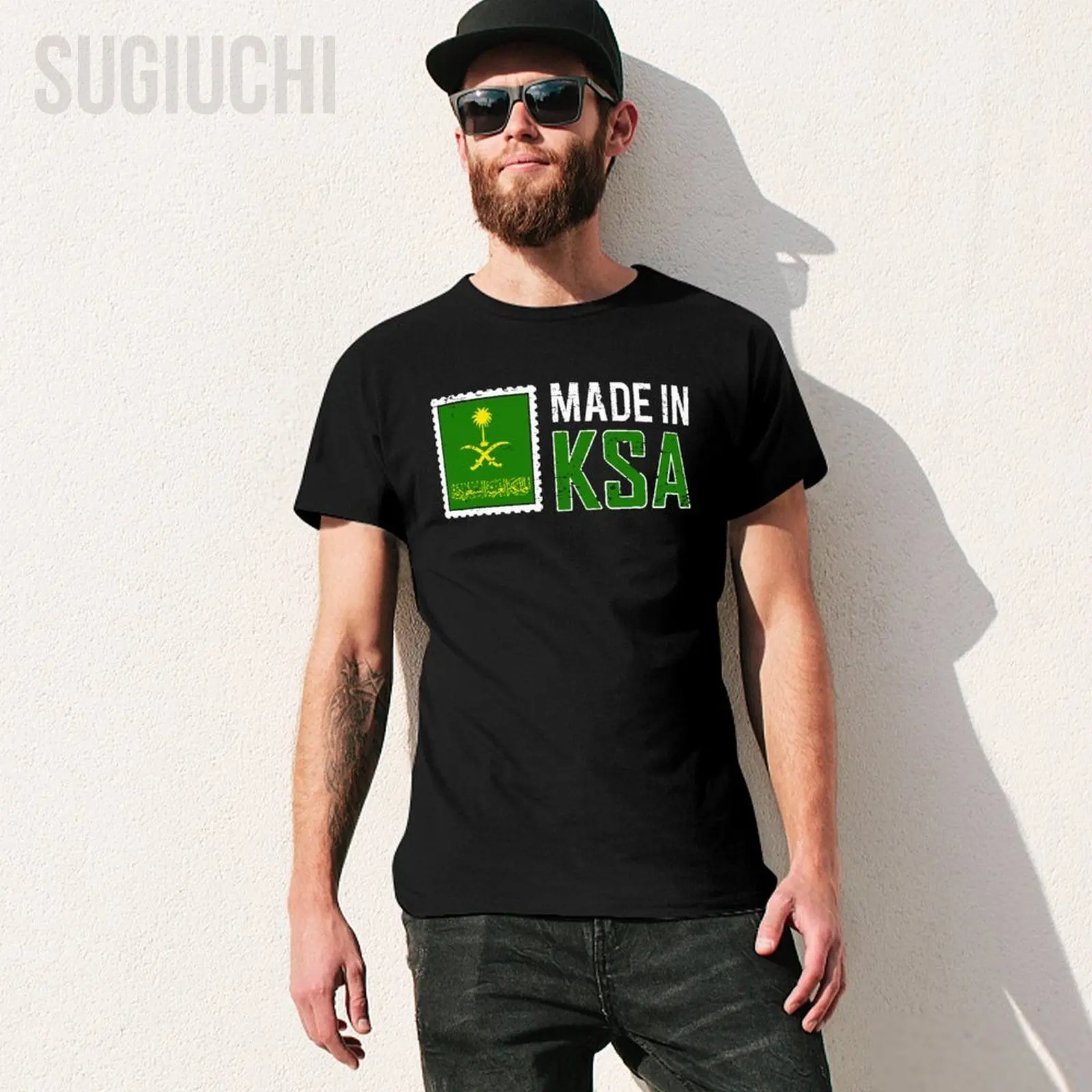 Men Short T-Shirt Made in KSA Saudi Arabia Tshirt Tees O-neck T Shirts Women Boys 100% Cotton Unisex All Seasons