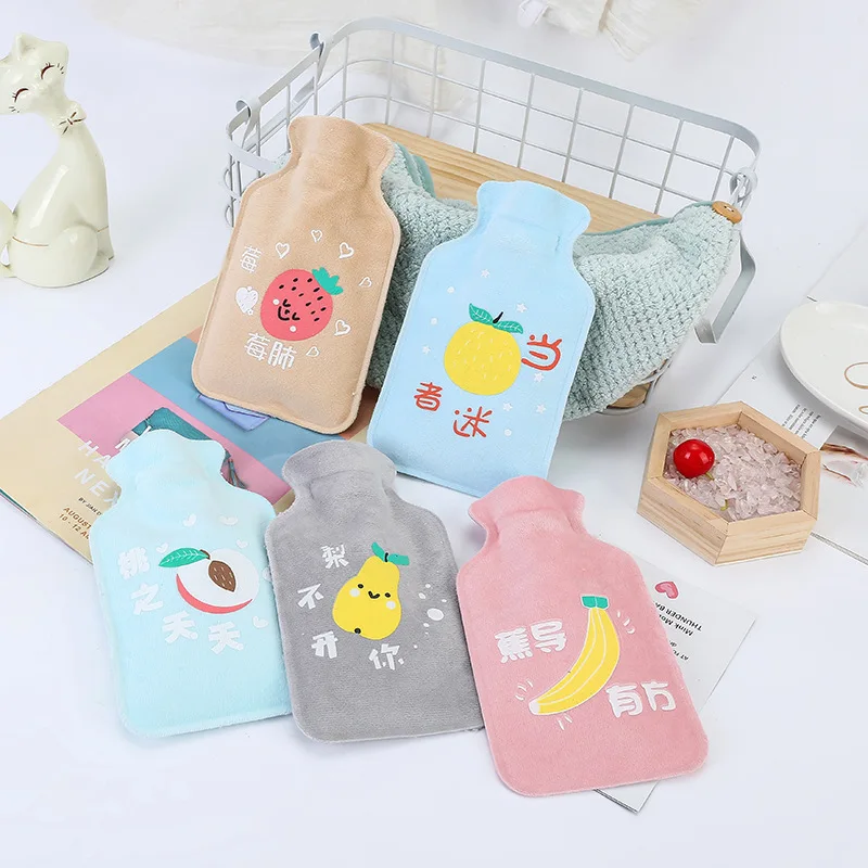 Hot water bag cartoon fruit text water hot water bag soft plush cloth water warm handbag explosion-proof water warm baby