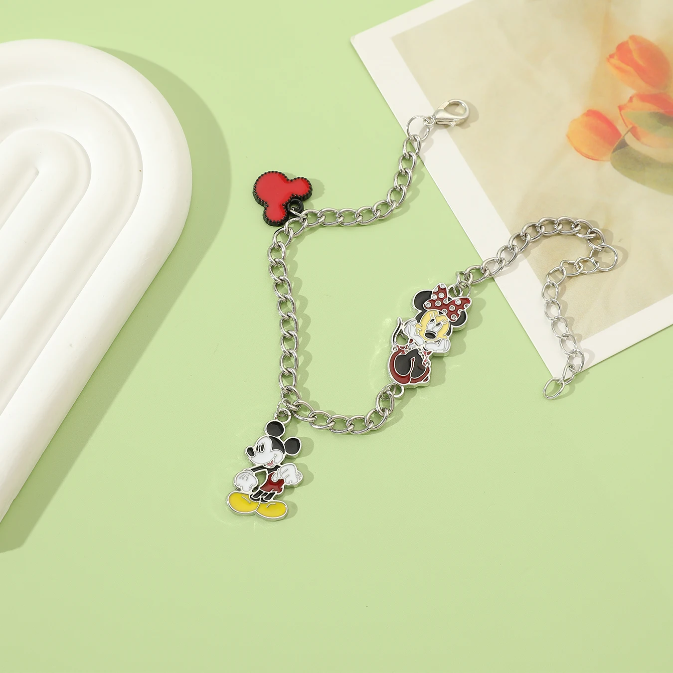 1 Disney series fashion new product simple cool Mickey Mouse Mickey Minnie element pendant versatile bracelet