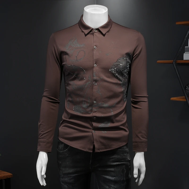 

Осень/Зима 2024 Высококачественная Мужская рубашка с длинным рукавом дизайнерская рубашка с принтом горячая Распродажа размера плюс 5XL мужская классическая рубашка