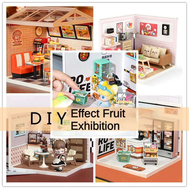 1/12 Dollhouse Miniature Scene Background Board 3D Handmade Hut Toy Making Accessories DIY Micro Landscape Stereoscopic Ornament